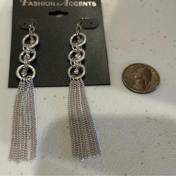 NWT 2 Pair of Fashion Accents Earrings silver tone fish hook dangles - Picture 9 of 11